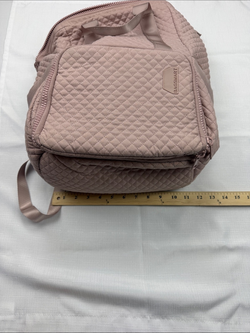Bagsmart Quilted Blush Pink Backpack - Picture 7 of 10